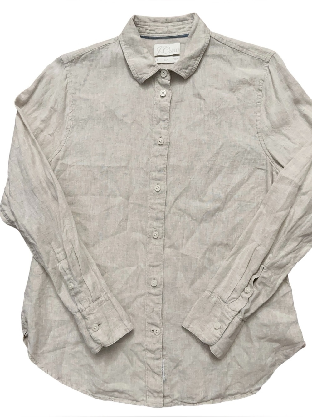 J.Crew Shirt Womens Size 6 Long Sleeve Baird McNutt Irish Linen Beige
